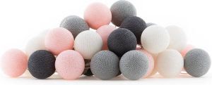 Cotton Ball Lights Regular lichtslinger roze en grijs Pink Grey 35