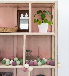 Cotton Ball Lights Regular lichtslinger roze en groen Forest Fruit 20