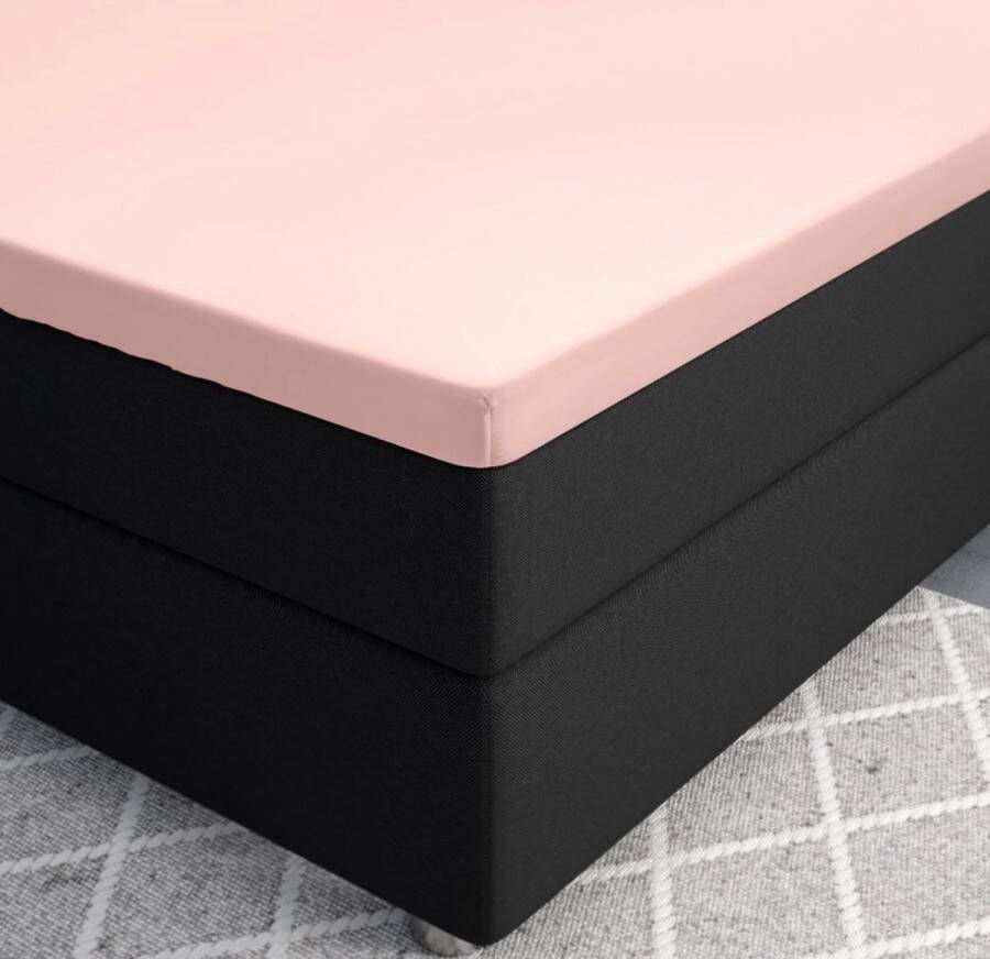 Cotton Satin Fitted Sheet Premium katoen satijn topper hoeslaken roze 160x220 (lits-jumeaux extra lang) zacht en ademend luxe en chique uitstraling subtiele glans ideale pasvorm