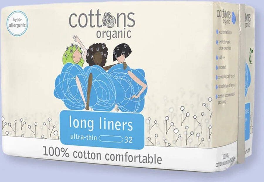 Cottons Biologisch inlegkruisjes Ultra dun Extra Lang 32 stuks
