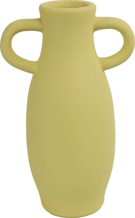 Countryfield Amphora kruik vaas geel terracotta D12 x H20 cm smalle opening