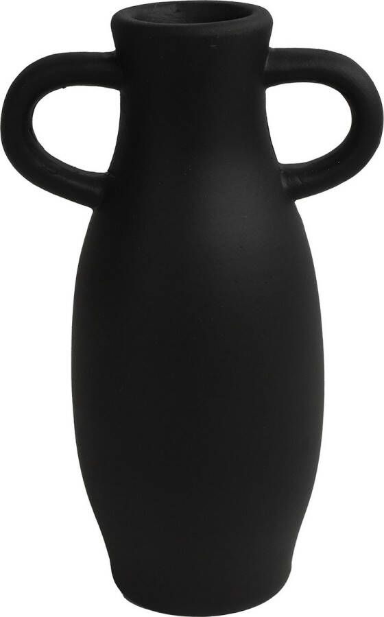 Countryfield Amphora kruik vaas zwart terracotta D12 x H20 cm smalle opening