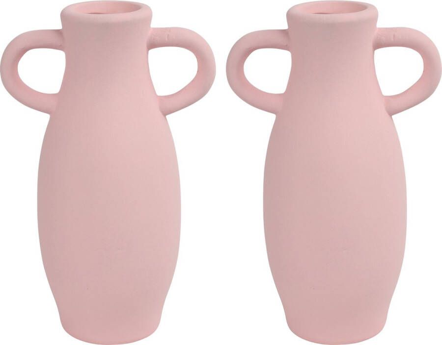 Countryfield Amphora vaas 2x stuks roze terracotta D12 x H20 cm Vazen