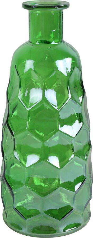 Countryfield Art Deco bloemenvaas groen transparant glas fles vorm D12 x H30 cm