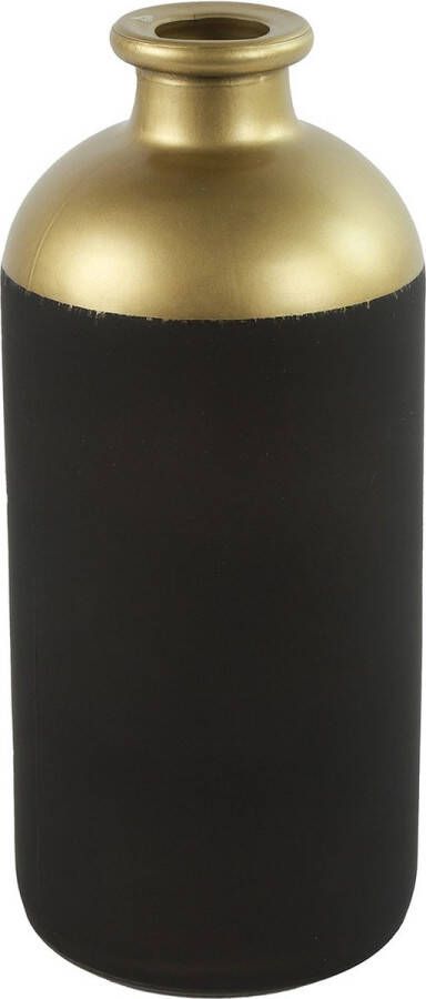Countryfield Bloemen of deco vaas zwart goud glas luxe fles vorm D11 x H25 cm