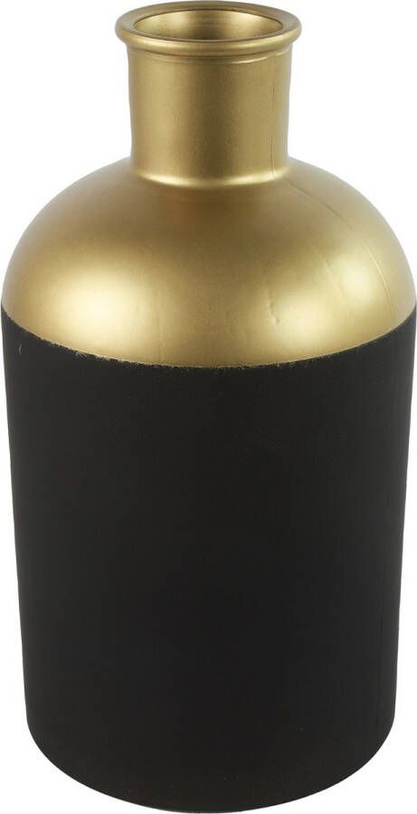 Countryfield Bloemen of deco vaas zwart goud glas luxe fles vorm D17 x H31 cm