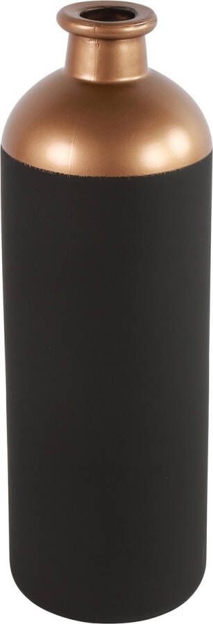 Countryfield Bloemen of deco vaas zwart koper glas luxe fles vorm D11 x H33 cm