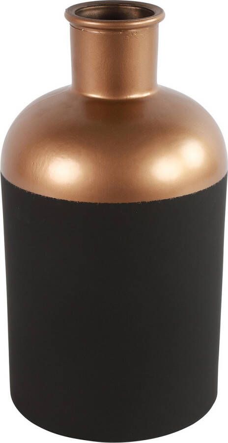 Countryfield Bloemen of deco vaas zwart koper glas luxe fles vorm D17 x H31 cm