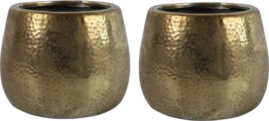 Countryfield Bloemen plantenpot Oro 2x terracotta goud kleurig D18.5 x H14.5 cm