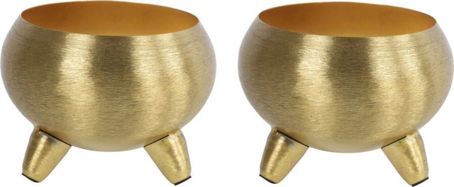 Countryfield Bloemen plantenpot Vegas 2x metaal nikkel goud kleurig D12 x H9 cm