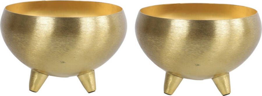 Countryfield Bloemen plantenpot Vegas 2x metaal nikkel goud kleurig D16 x H11.5 cm