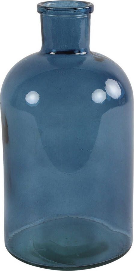 Countryfield bloemen takken Vaas zeeblauw transparant glas Apotheker fles vorm D14 x H27 cm