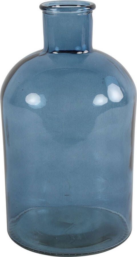 Countryfield bloemen takken Vaas zeeblauw transparant glas Apotheker fles vorm D17 x H31 cm