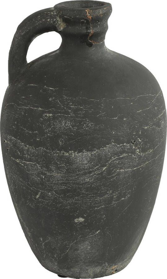 Countryfield Bloemenvaas Amphore kruik Marvin antraciet grijs keramiek D16 x H26 cm Vazen