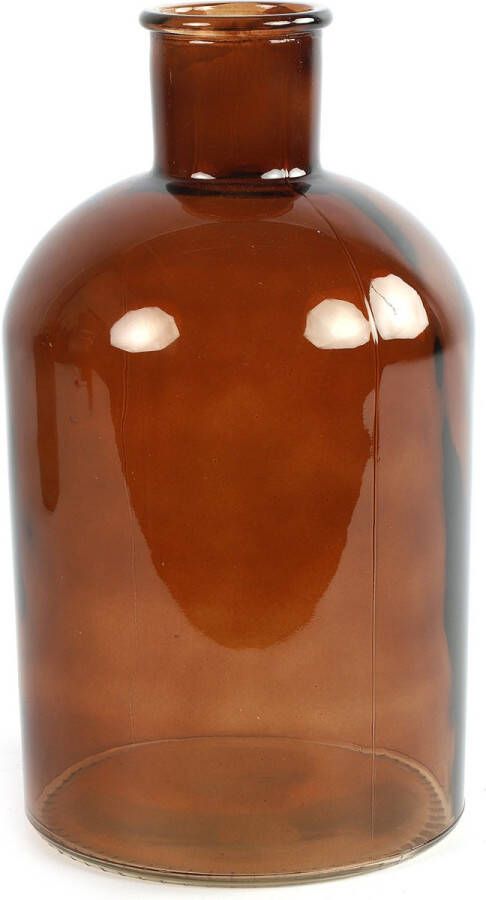 Countryfield Bloemenvaas bruin doorzichtig glas apotheker fles D17 x H30 cm