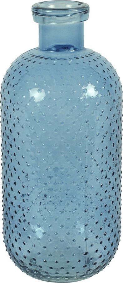 Countryfield Bloemenvaas Cactus Dots blauw transparant glas D15 x H35 cm Vazen