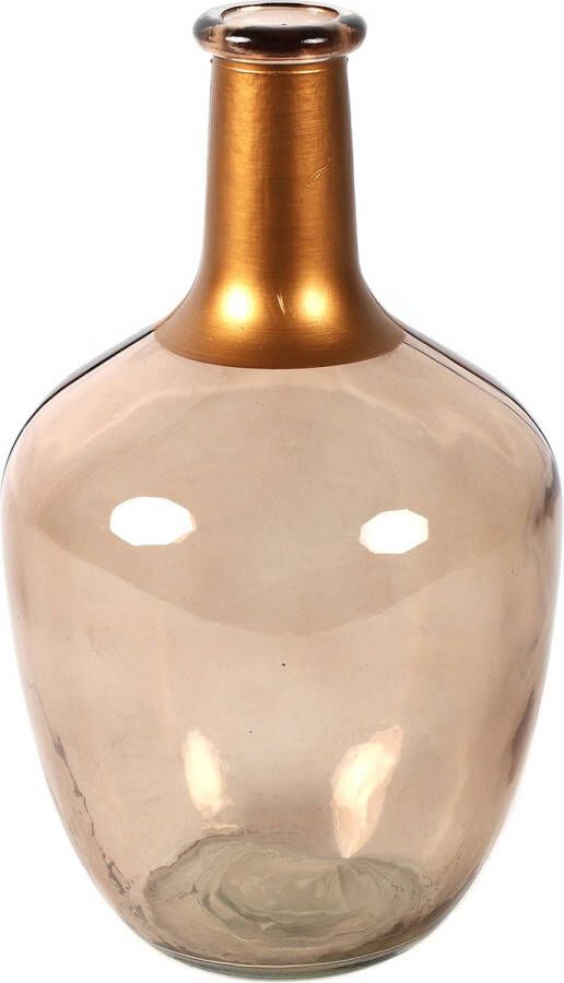 Countryfield Bloemenvaas Firm Big Bottle beige transparant koper glas D15 x H25 cm Vazen