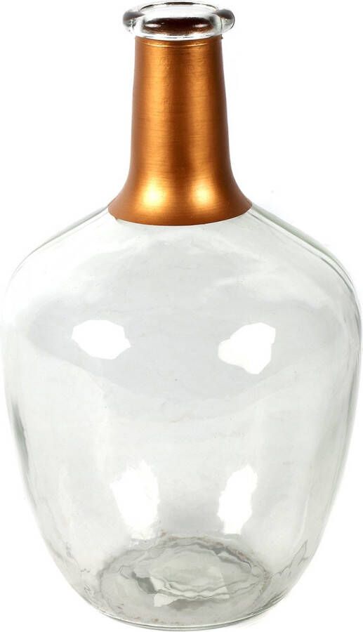 Countryfield Bloemenvaas Firm Big Bottle helder transparant koper glas D15 x H25 cm