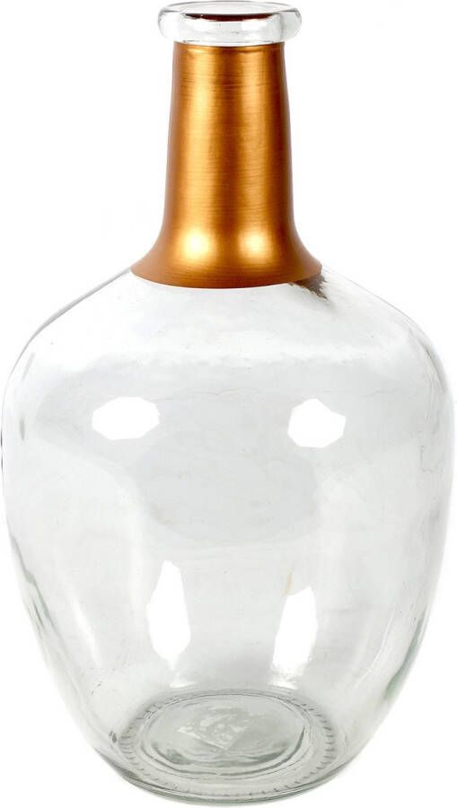 Countryfield Bloemenvaas Firm Big Bottle helder transparant koper glas D18 x H30 cm