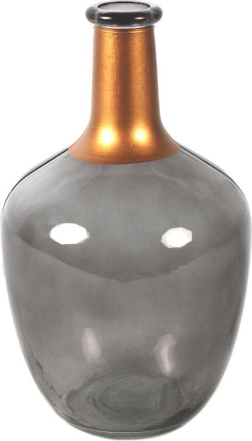 Countryfield Bloemenvaas Firm Big Bottle transparant grijs koper glas D15 x H25 cm
