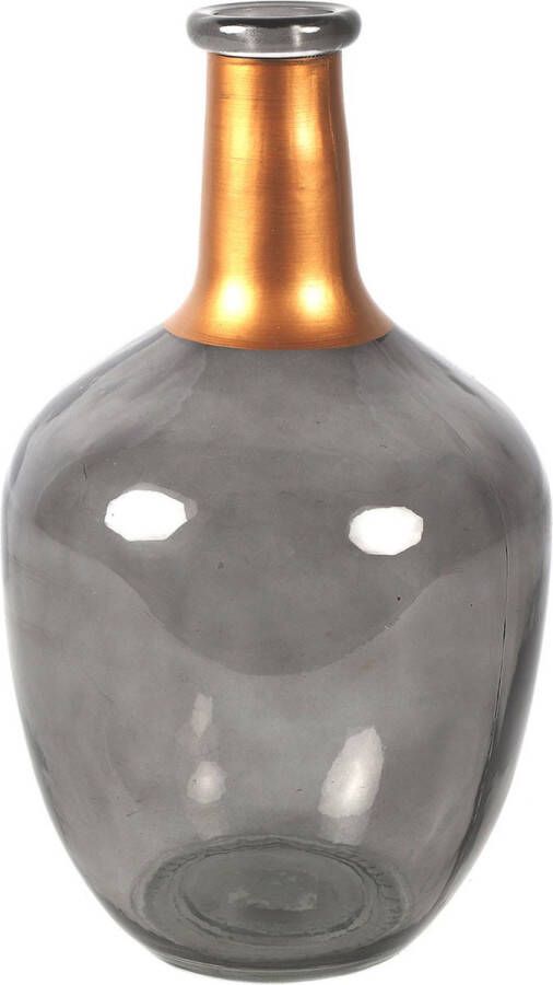 Countryfield Bloemenvaas Firm Big Bottle transparant grijs koper glas D18 x H30 cm
