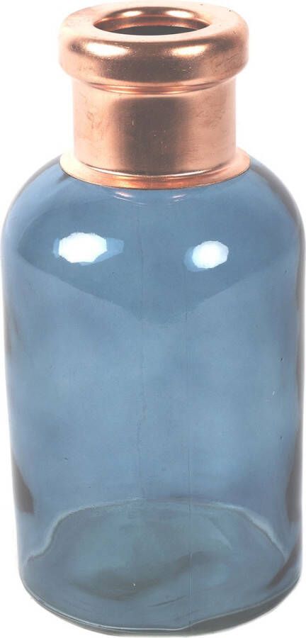 Countryfield Bloemenvaas Firm Bottle transparant blauw koper glas D10 x H21 cm