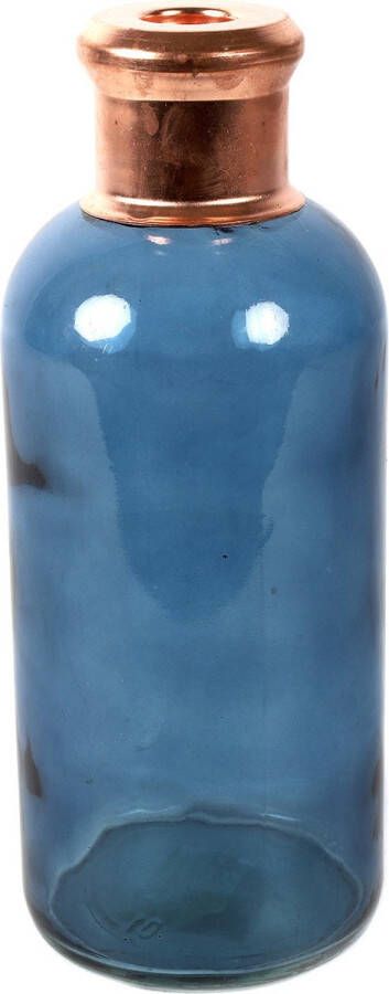 Countryfield Bloemenvaas Firm Bottle transparant blauw koper glas D11 x H27 cm Vazen