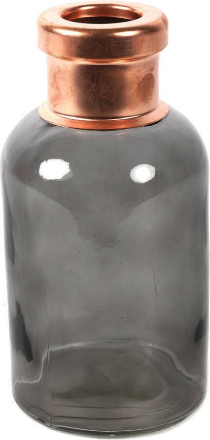 Countryfield Bloemenvaas Firm Bottle transparant grijs koper glas D10 x H21 cm