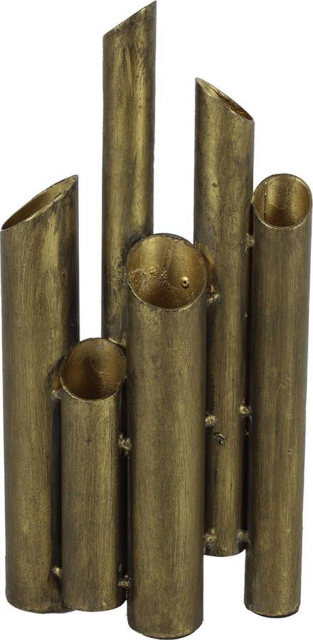 Countryfield Bloemenvaas Flute metaal nikkel goud kleurig 5 x 15 x 30 cm