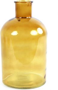 Countryfield Bloemenvaas goudgeel doorzichtig glas apotheker fles D17 x H30 cm vaas
