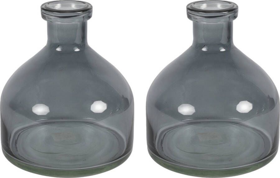 Countryfield Bloemenvaas Low Bottle 2x transparant donkergrijs glas D18 x H20 cm Buikfles Vazen