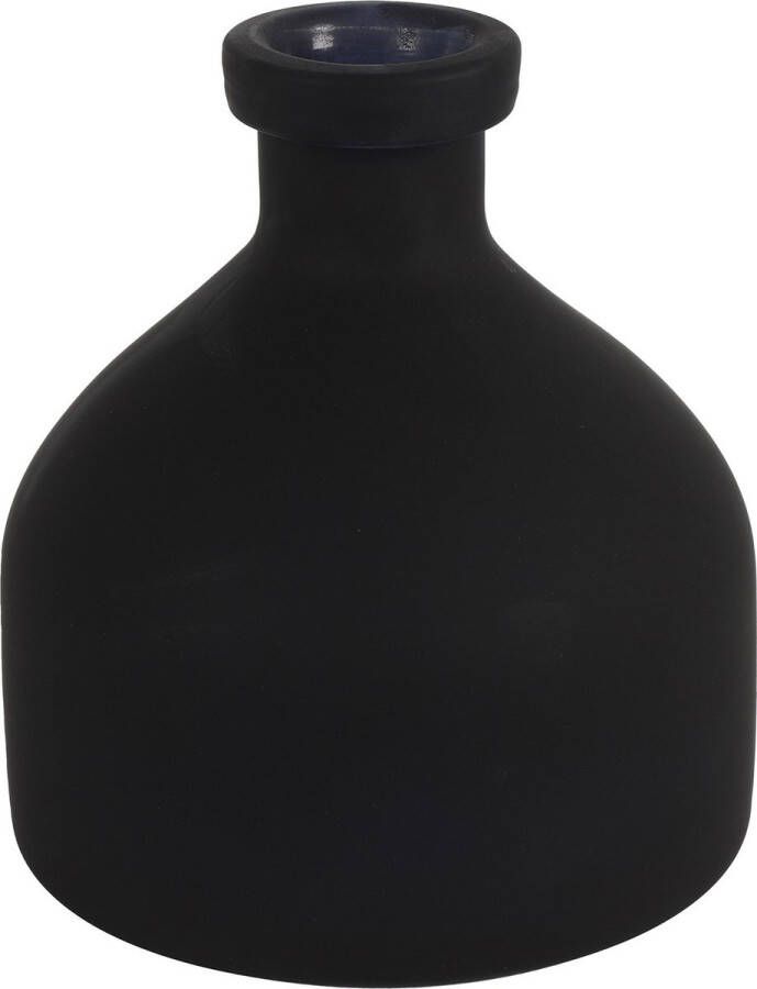 Countryfield Bloemenvaas Low Bottle mat zwart glas D18 x H20 cm Buikfles