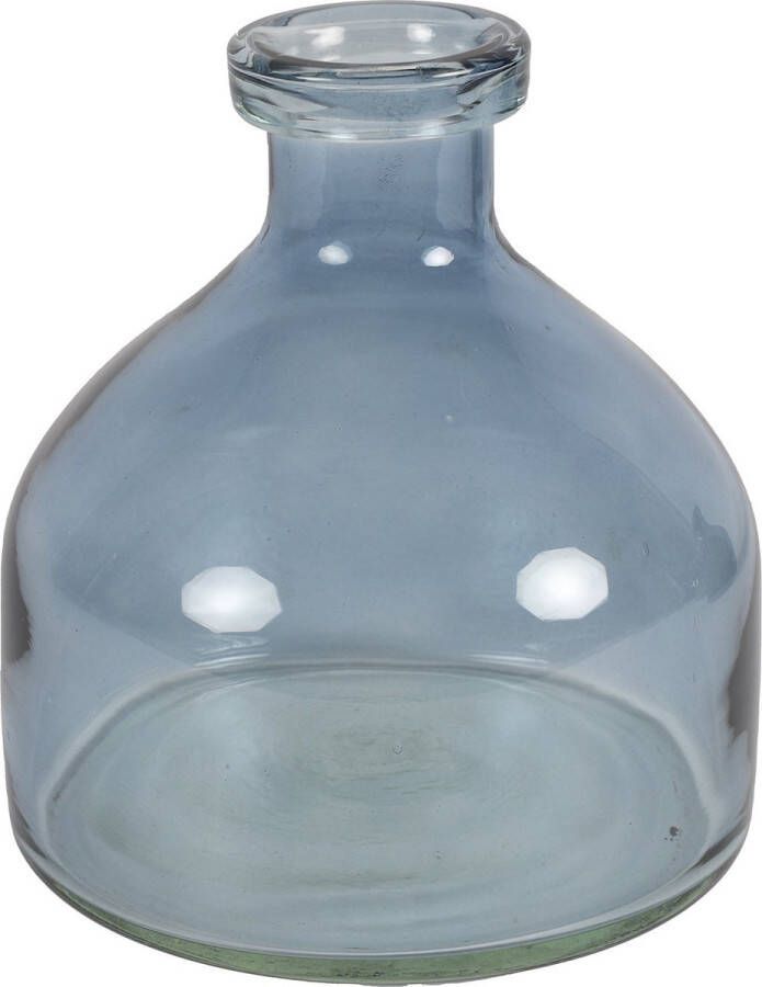 Countryfield Bloemenvaas Low Bottle transparant blauw glas D18 x H20 cm Buikfles Vazen