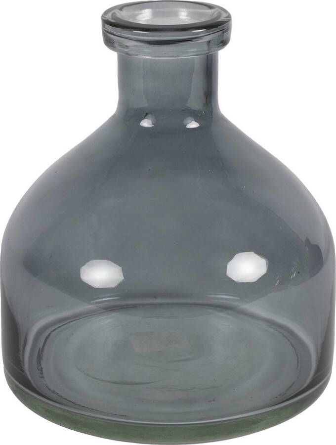 Countryfield Bloemenvaas Low Bottle transparant donkergrijs glas D18 x H20 cm Buikfles