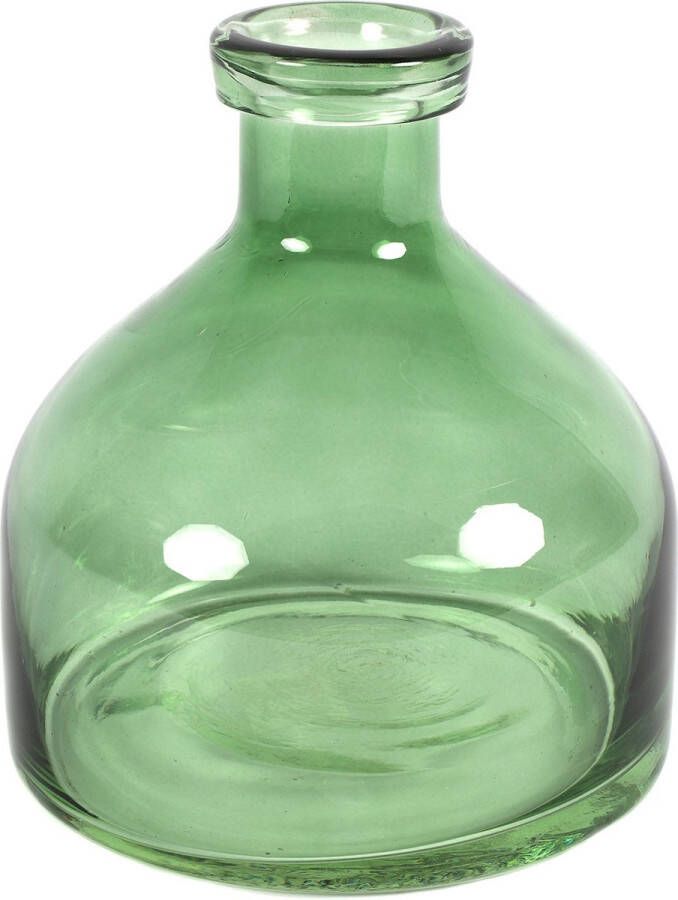 Countryfield Bloemenvaas Low Bottle transparant groen glas D18 x H20 cm Buikfles