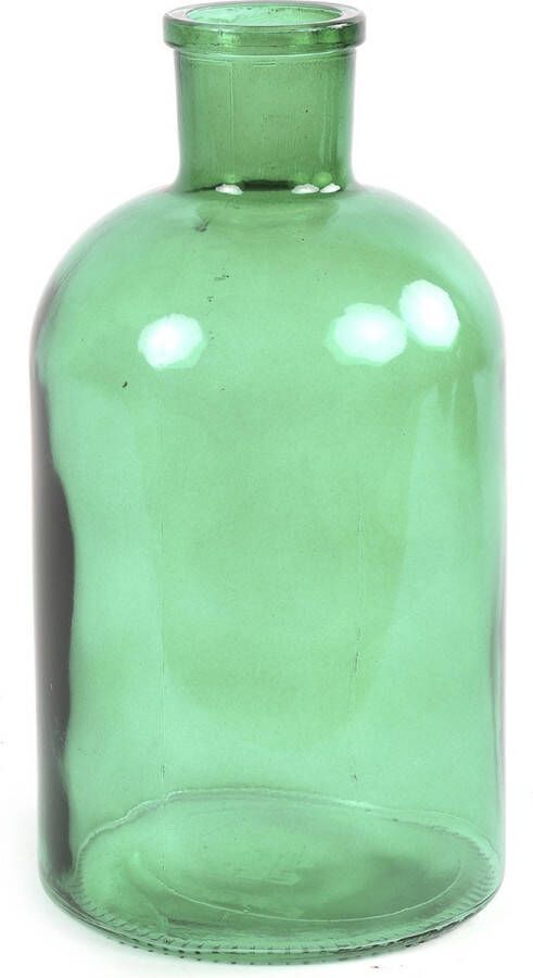 Countryfield Bloemenvaas mintgroen doorzichtig glas apotheker fles D14 x H27 cm