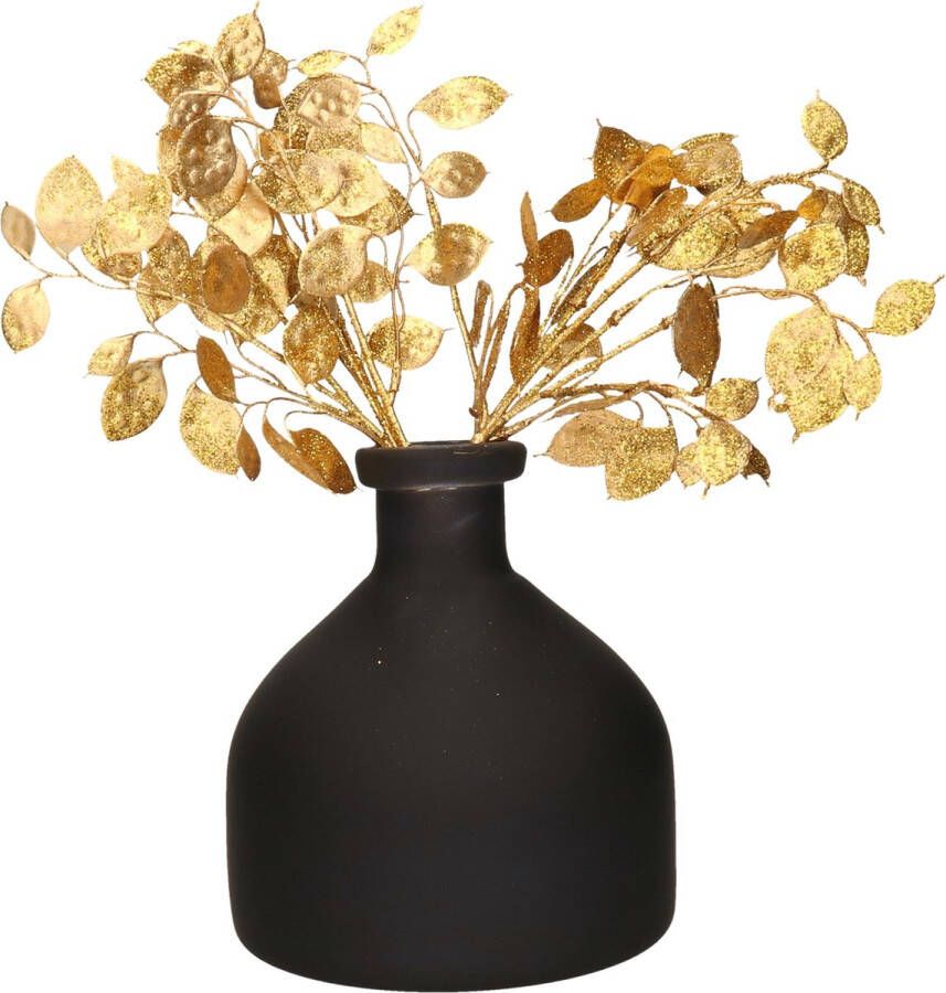 Countryfield Decoratie vaas zwart D18 cm incl. glitter takken goud 2x st H40 cm Vazen