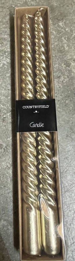 Countryfield Decostar Set van 2 kaarsen 30 cm goud kaarsen kaars kerst swirlkaarsen per 2 verpakkingen