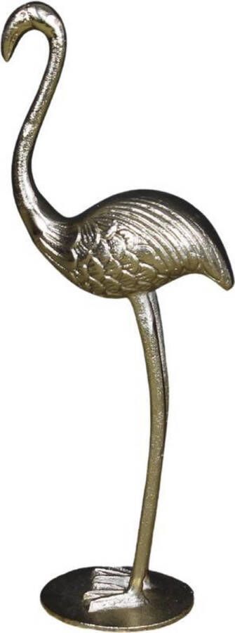 Countryfield dierenbeeld flamingo goud aluminium 16 x 11 x 41 cm Woondecoratie accessoires Beeldjes