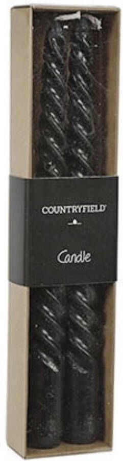 Countryfield Kaars Ø2h20cm Twirly S set 2 stuks zwart L20 7B4 6H2 5CM