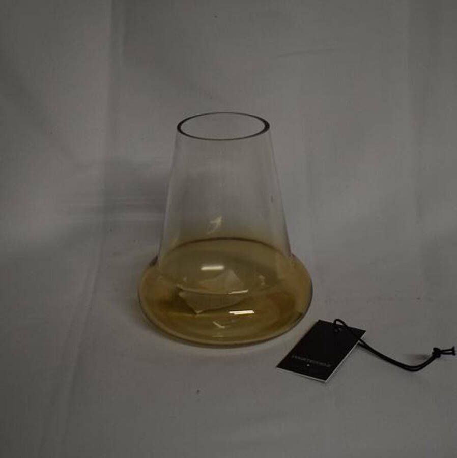 Countryfield kaarshouder in 2 kleurig glas (helder licht bruin) 15.5 x Ø 12.5 cm (opening Ø 6 cm)