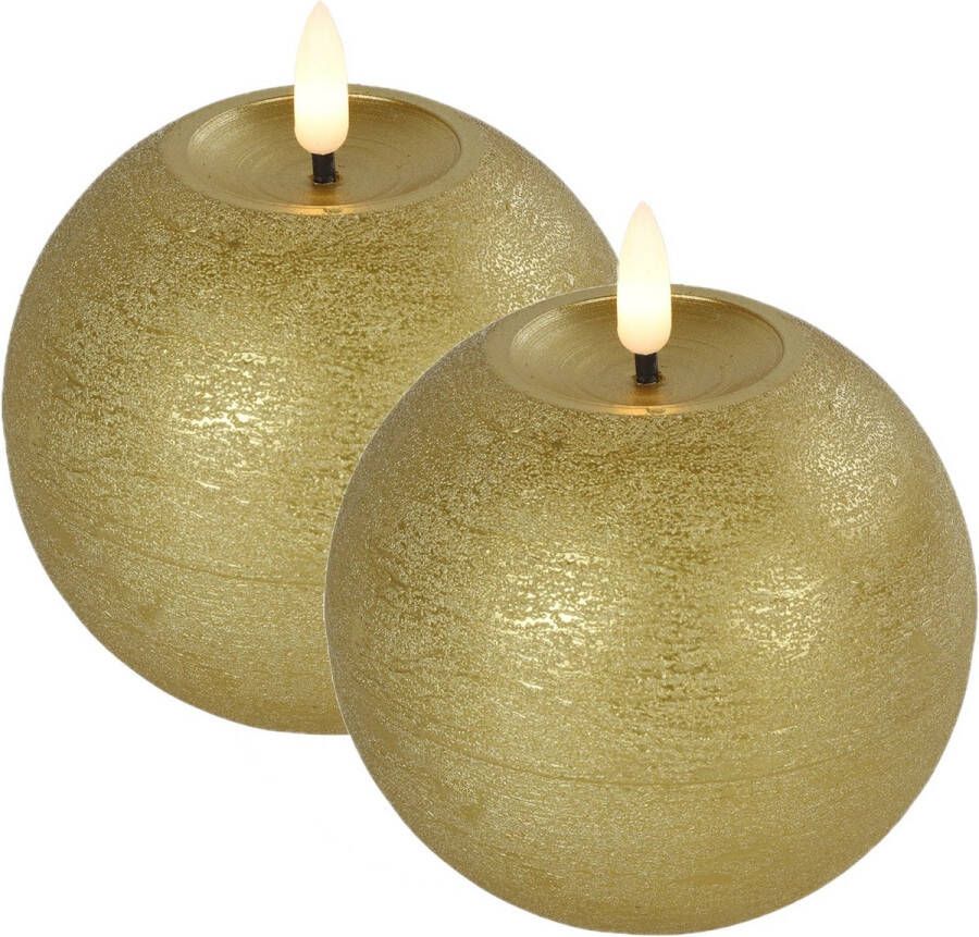 Countryfield LED kaarsen bolkaarsen- 2x goud B10 x H11 cm Lyon warm wit