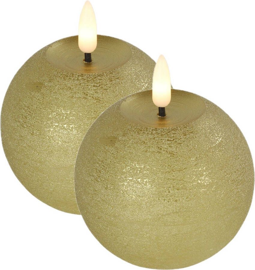 Countryfield LED kaarsen bolkaarsen- 2x goud B8 x H9 5 cm Lyon warm wit
