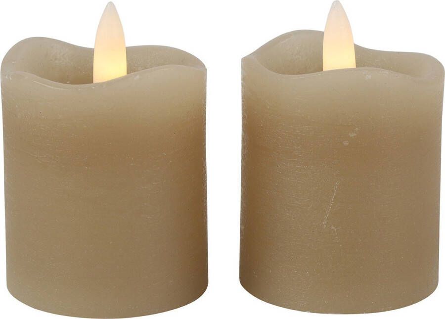 Countryfield LED kaarsen stompkaarsen 2x st beige D5 x H7 2 cm timer warm beige