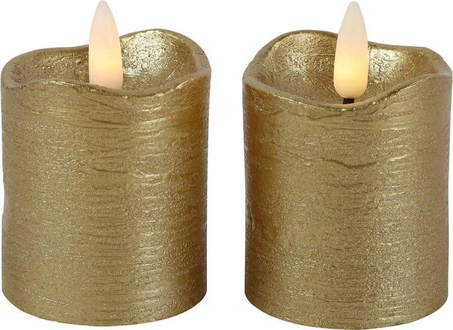 Countryfield LED kaarsen stompkaarsen 2x st goud D5 x H7 2 cm timer warm wit