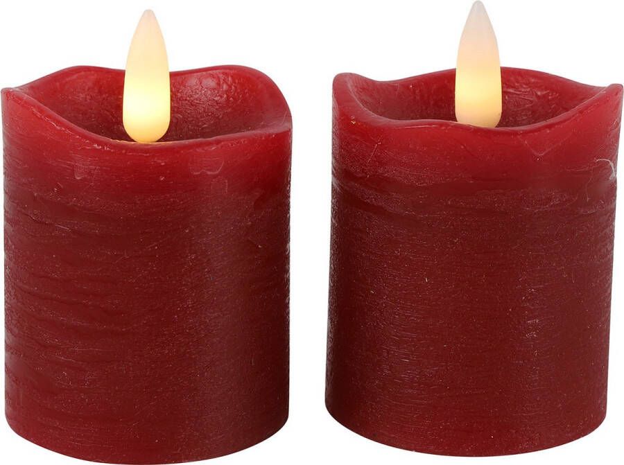 Countryfield LED kaarsen stompkaarsen 2x st rood D5 x H7 2 cm timer warm wit