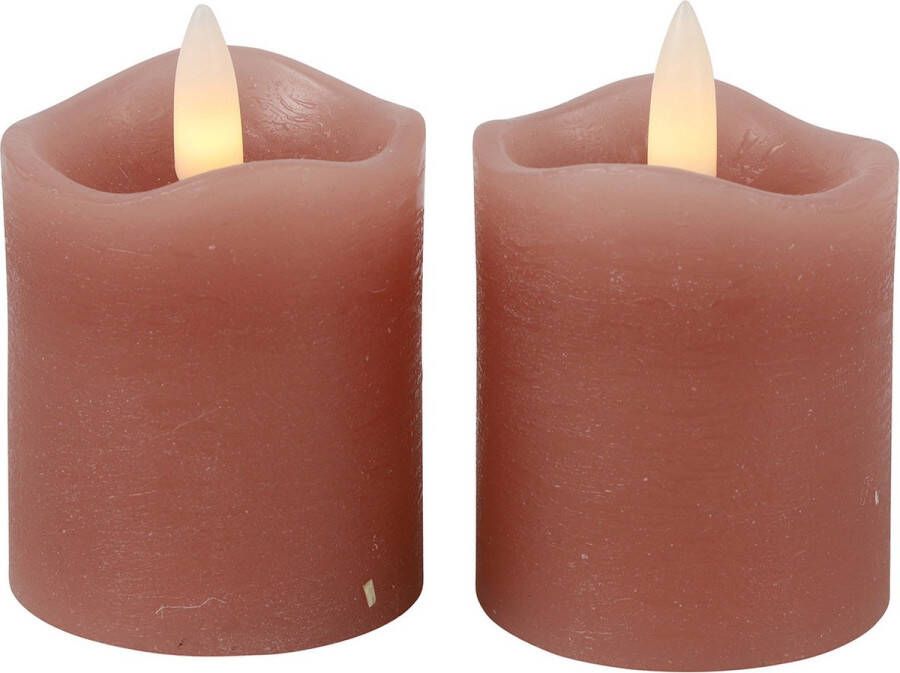 Countryfield LED kaarsen stompkaarsen 2x st roze D5 x H7 2 cm timer warm wit