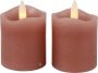 Countryfield LED kaarsen stompkaarsen 2x st roze D5 x H7 2 cm timer warm wit - Thumbnail 1