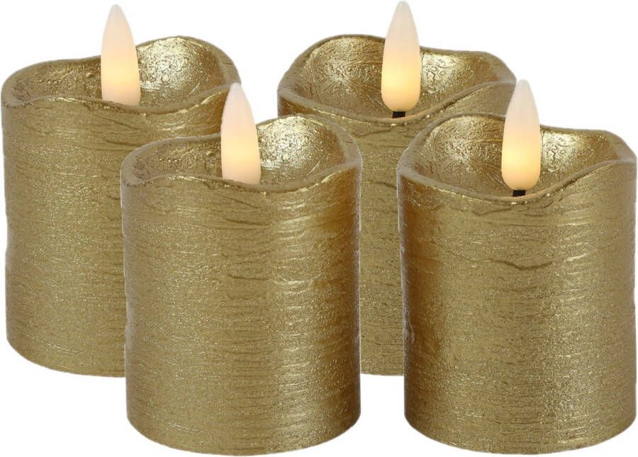 Countryfield LED kaarsen stompkaarsen 4x st goud D5 x H7 2 cm timer warm wit