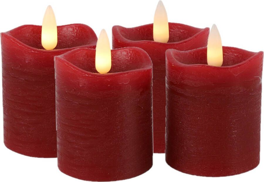 Countryfield LED kaarsen stompkaarsen 4x st rood D5 x H7 2 cm timer warm wit